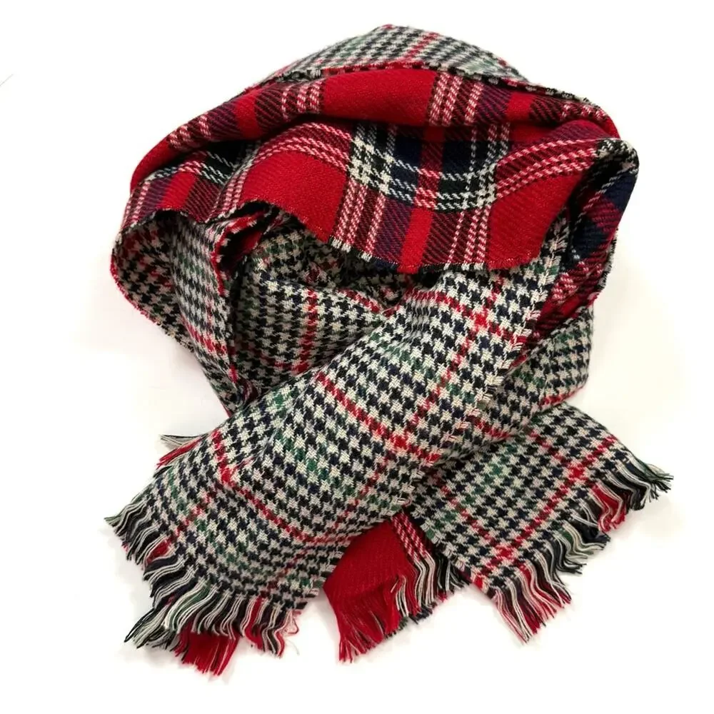 Mud Pie Reversible Plaid Houndstooth Blanket Scarf